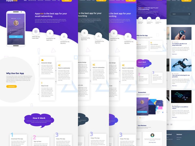 Appsrow - App Landing Page PSD Template